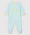 Baby-Strampler aus Velours mit blauen Streifen weiss MARSHMALLOW/blau TIKI
