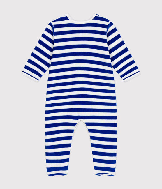 Strampler aus Nicki mit Weihnachtsmotiven blau CALVIN/ MARSHMALLOW