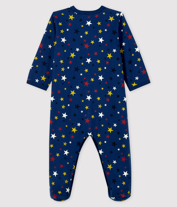 Baby-Strampler mit Sternen-Motiv aus Molton blau/vielfarbig