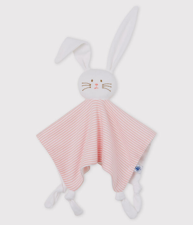 Baby-Kuschelh&auml;schen aus Baumwolle rosa/weiss