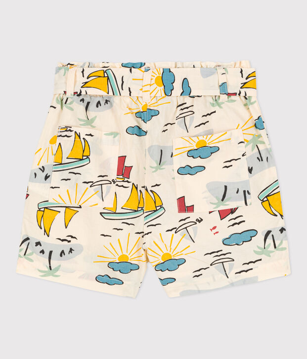 Bedruckte Kinder-Shorts aus Popeline f&uuml;r M&auml;dchen naturfarben/vielfarbig