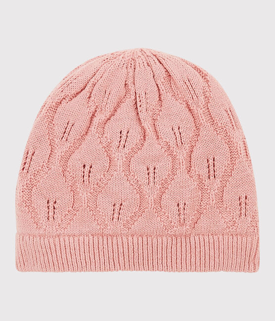 Baby-Mütze aus Wolle und Baumwolle. rosa CHARME