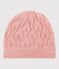 Baby-Mütze aus Wolle und Baumwolle. rosa CHARME