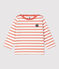 Baby-Streifenshirt aus dickem Baumwolljersey weiss MARSHMALLOW/ PAPAYE