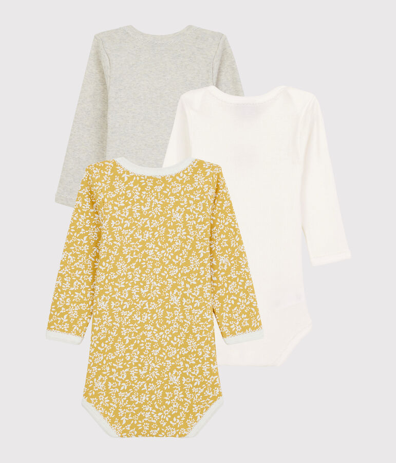 3er-Set lang&auml;rmelige Baby-Bodys aus Bio-Baumwolle f&uuml;r M&auml;dchen vielfarbig