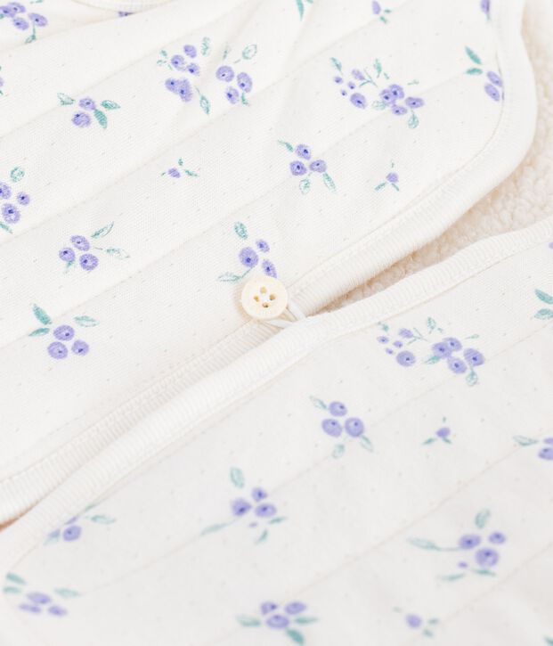 Baby-Weste aus Baumwolle und Sherpa mit Blumenmuster naturfarben/vielfarbig