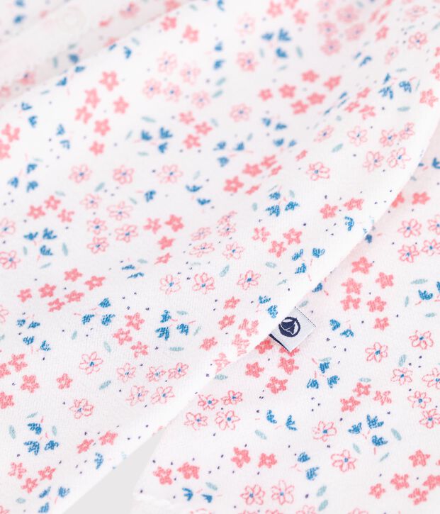 Strampler aus Nicki mit Blumenmuster weiss/vielfarbig