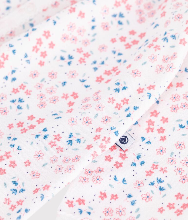 Strampler aus Nicki mit Blumenmuster weiss/vielfarbig