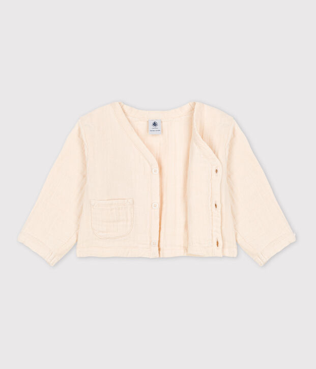 Baby-Cardigan aus Musselinstoff naturfarben