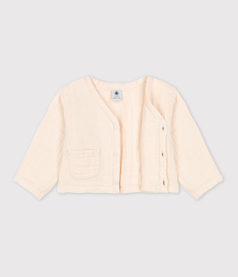 Baby-Cardigan aus Musselinstoff naturfarben