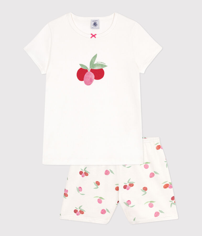 Kinder-Kurzpyjama aus Baumwolle mit Frucht-Motiv weiss MARSHMALLOW/weiss MULTICO