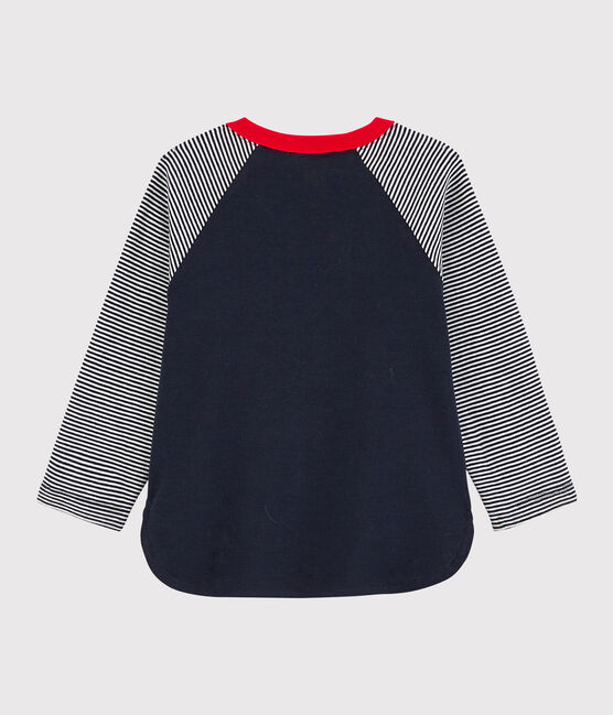 Colorblock-Baby-T-Shirt für Jungen blau SMOKING/weiss MARSHMALLOW