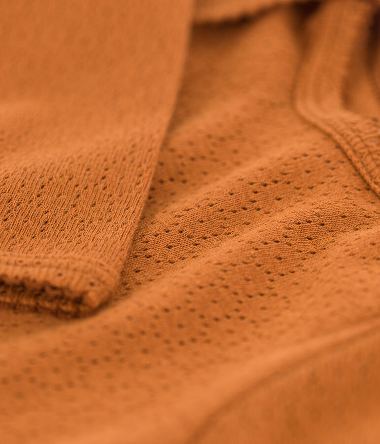 Lang&auml;rmeliger Baby-Body aus Ajour-Strick braun ECUREUIL