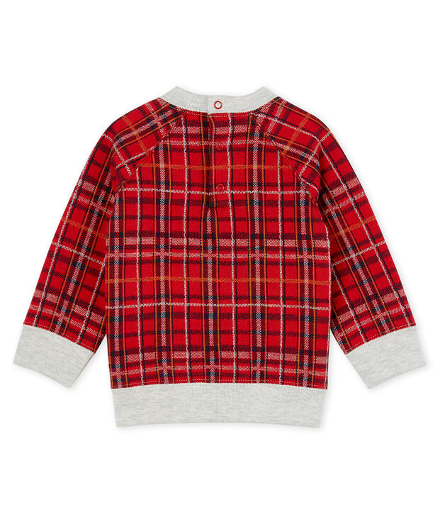 Kariertes Baby-Strick-Sweatshirt f&uuml;r Jungen rot/vielfarbig