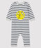 Langer Baby-Overall für Jungen weiss MARSHMALLOW/blau SMOKING