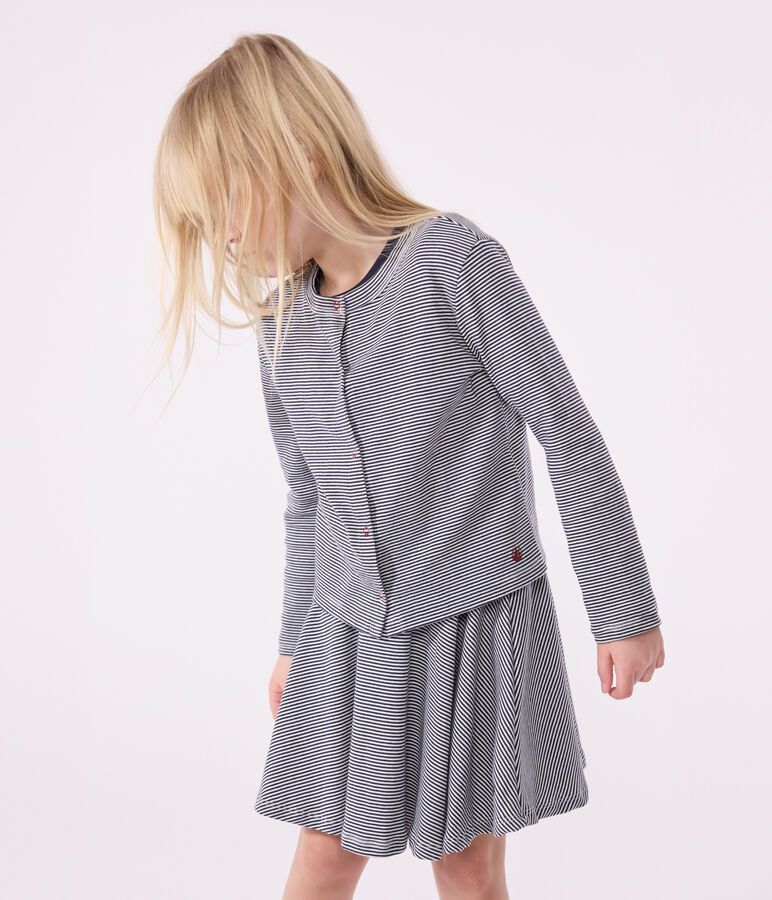 Kinder-Cardigan aus Baumwolle mit Streifen blau/weiss