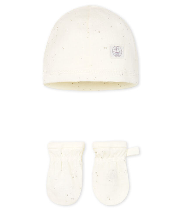 Set mit M&uuml;tzchen und Baby-F&auml;ustlinge aus Doppeljersey vielfarbig