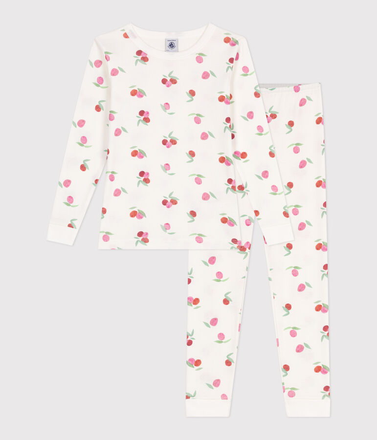 Sehr taillierter Kinderpyjama aus bedruckter Baumwolle MARSHMALLOW/ PEONIA/ MULTICO