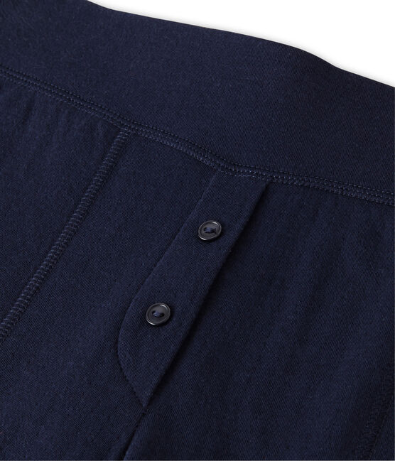 Lange Damen-Unterhose aus extrafeinem Rippstrick blau SMOKING