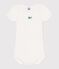 Kurzärmeliger Baby-Body aus einfarbiger Baumwolle weiss MARSHMALLOW