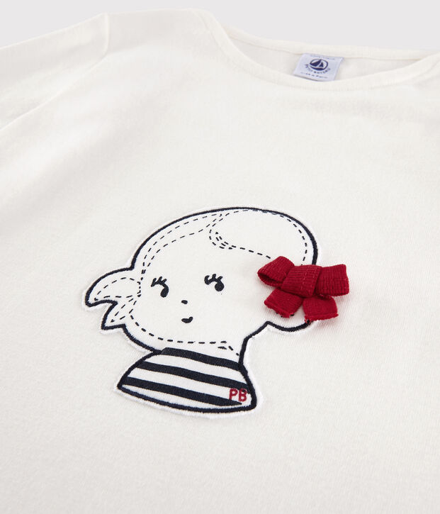 Kurz&auml;rmliges Kinder-T-Shirt aus Baumwolle f&uuml;r M&auml;dchen weiss