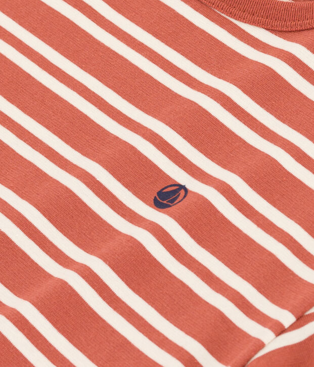 Gestreiftes Jungen-T-Shirt aus Jerseystoff braun/naturfarben