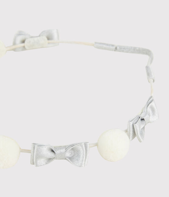 Kinder-Stirnband für Mädchen weiss MARSHMALLOW/grau ARGENT