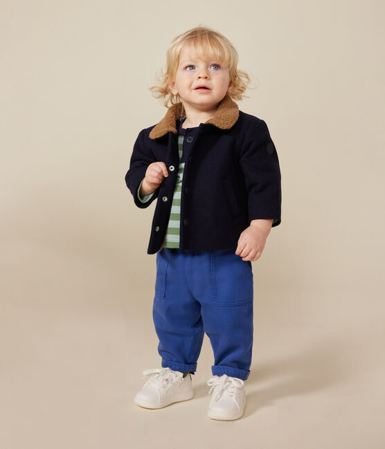 Baby-Jacke aus Wollstoff blau SMOKING