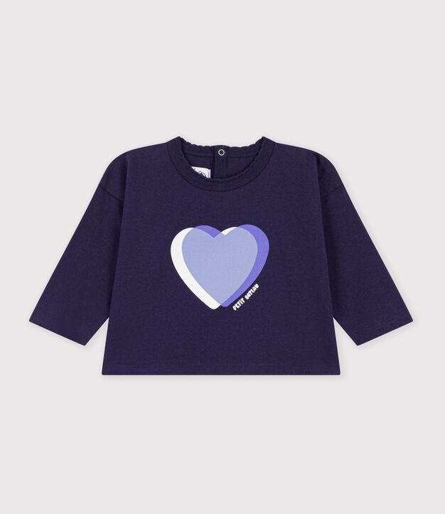 Lang&auml;rmeliges Baby T-Shirt aus einfarbiger Baumwolle mit Motiv SOIR