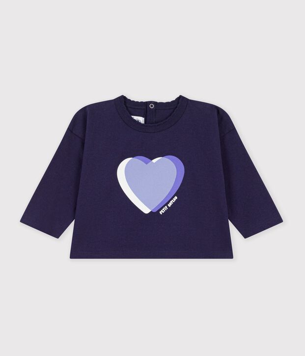 Lang&auml;rmeliges Baby T-Shirt aus einfarbiger Baumwolle mit Motiv SOIR