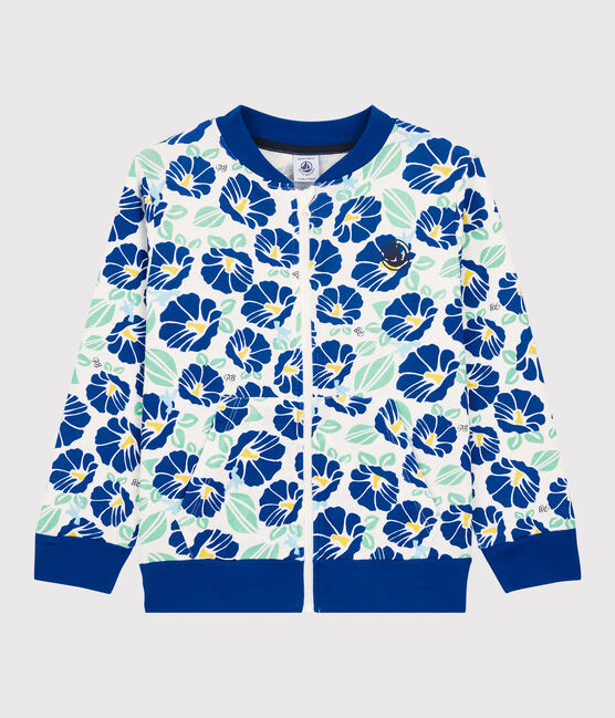 Kinder-Cardigan aus Baumwolle für Jungen weiss MARSHMALLOW/weiss MULTICO
