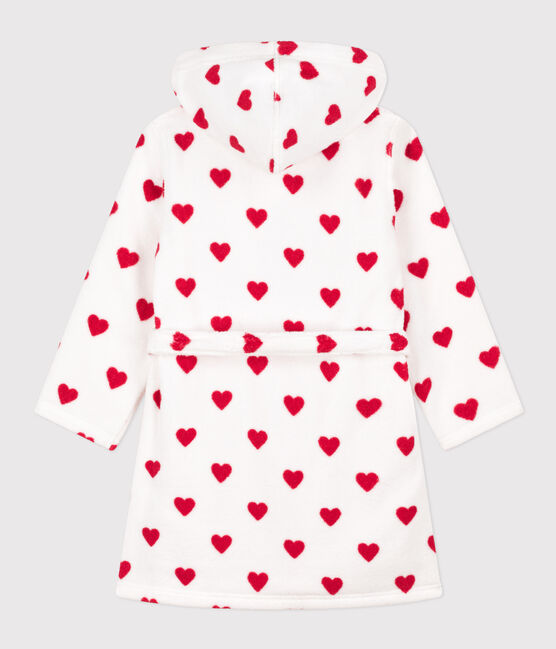 Bademantel aus Frottee mit Herzmotiv für kleine Mädchen/kleine Jungen weiss MARSHMALLOW/rot TERKUIT