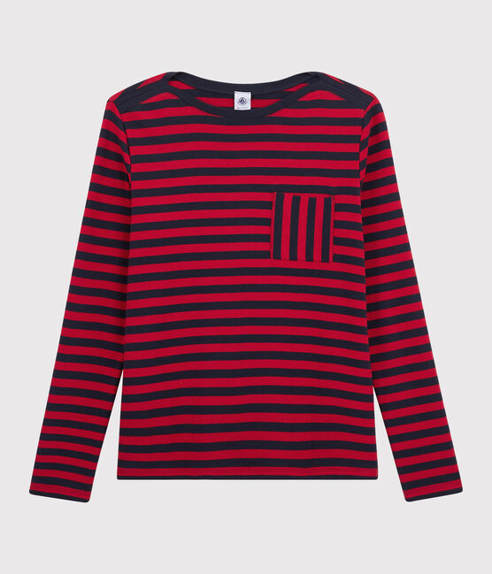 Gestreiftes Damen-T-Shirt blau SMOKING/rot TERKUIT