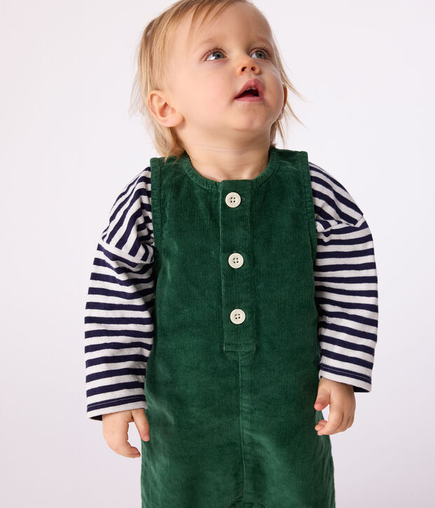 Langer Baby-Overall aus einfarbigem Nicki gr&uuml;n