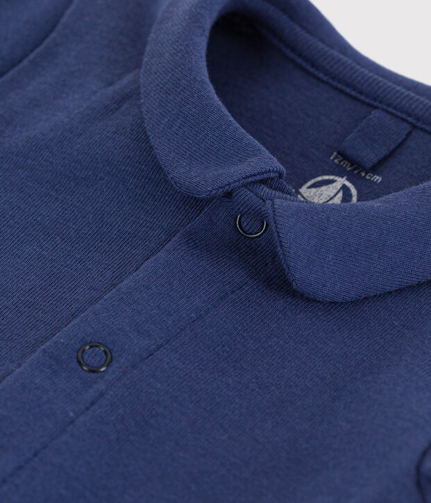 Kurz&auml;rmeliger Baby-Body aus Bio-Baumwolle mit Kragen blau