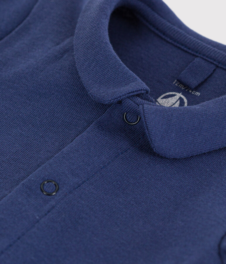 Kurz&auml;rmeliger Baby-Body aus Bio-Baumwolle mit Kragen blau