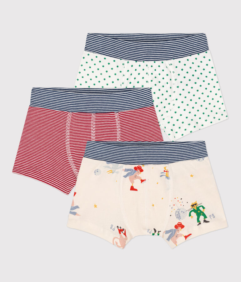 3er-Set Boxershorts aus Baumwolle f&uuml;r Jungen, eine davon phosphoreszierend vielfarbig