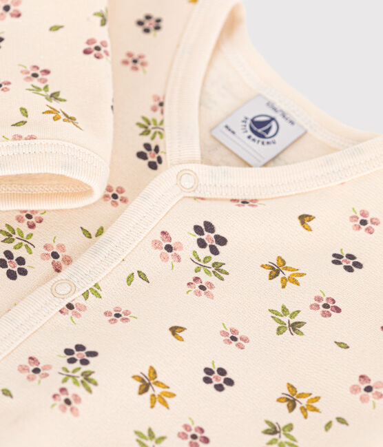 Strampler aus aufgerautem Molton mit Blumenmotiv weiss AVALANCHE/ MULTICO