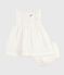 Ärmelloses Baby-Kleid aus einfarbiger Baumwolle mit Stickerei und dazu passendem Bloomer weiss ECUME