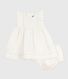 Ärmelloses Baby-Kleid aus einfarbiger Baumwolle mit Stickerei und dazu passendem Bloomer
