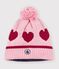 Kinder Jacquard-Strickm&uuml;tze mit Fleecefutter rosa/rot