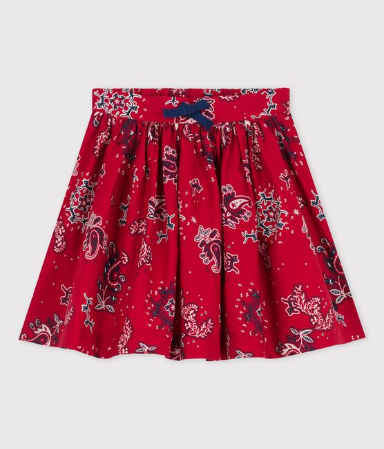 Kinderrock aus Popeline mit Muster für Mädchen rot TERKUIT/weiss MULTICO