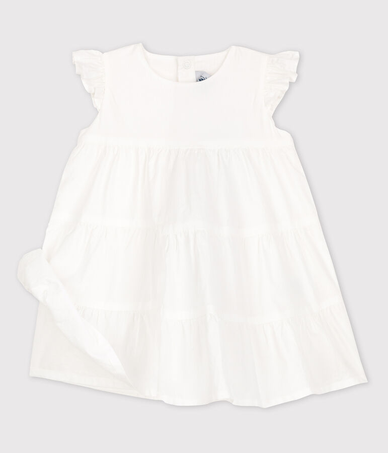 &Auml;rmelloses Babykleid aus Popeline weiss