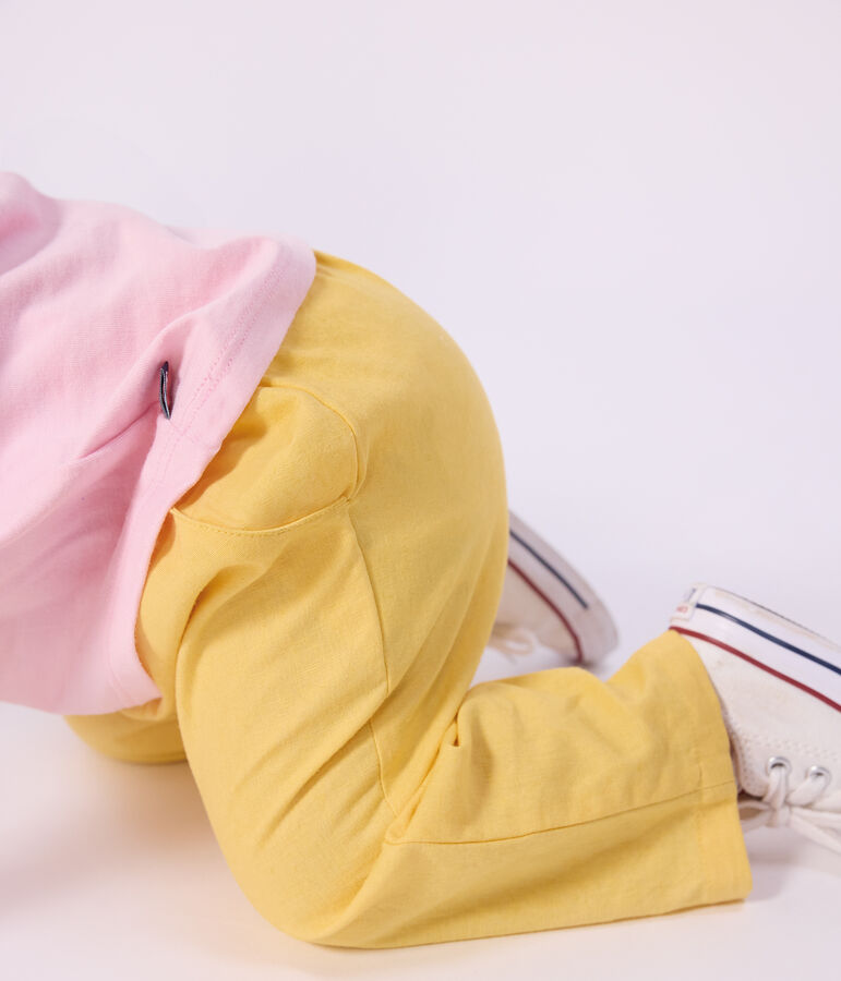 Baby-Hose aus Baumwolle/Leinen, einfarbig gelb