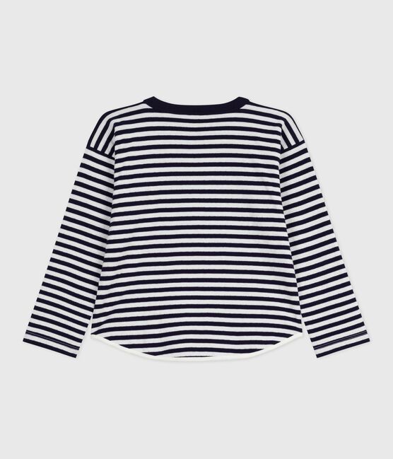 Langärmeliges Kinder-T-Shirt aus Baumwolle mit Streifen blau SOIR/ MILK