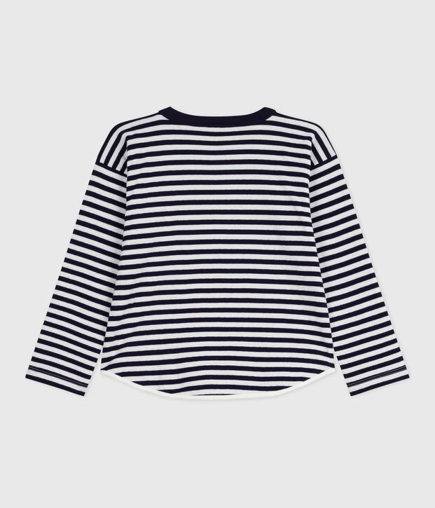 Lang&auml;rmeliges Kinder-T-Shirt aus Baumwolle mit Streifen blau/naturfarben