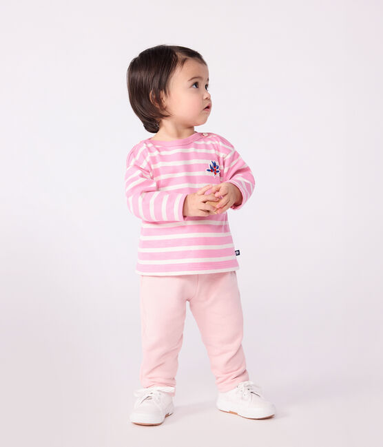 Baby-Streifenshirt aus Baumwolle rosa BOUDOIR/ MILK