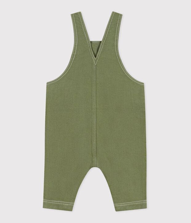Langbeinige Baby-Latzhose aus farbigem Denim OLIVINE