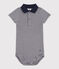 Kurzärmeliger Baby-Body aus gestreifter Baumwolle mit Polokragen blau SMOKING/weiss MARSHMALLOW