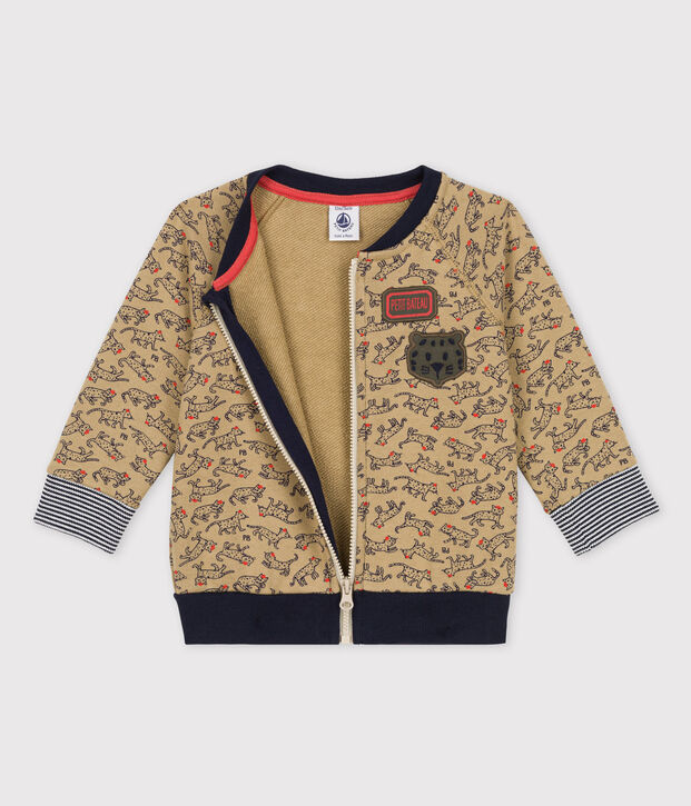 Baby-Teddyjacke aus Molton. beige/vielfarbig